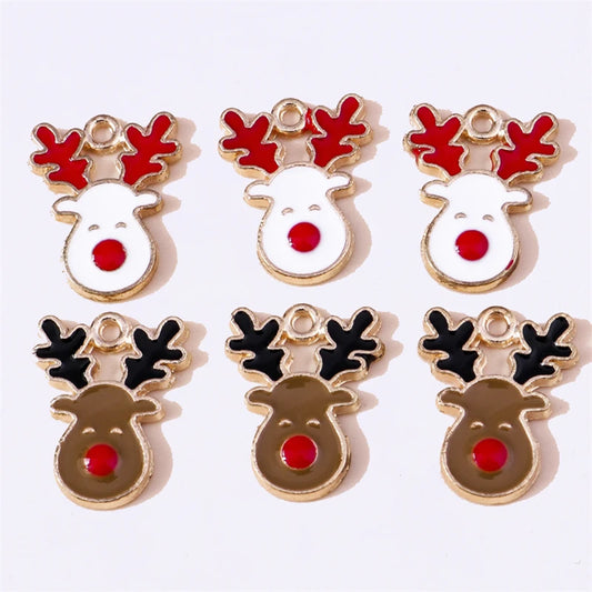 Kerst hangers rendier emaille bedels dieren voor sieraden en decoratie - 20 stuks