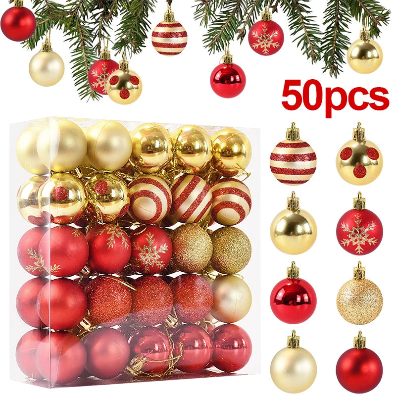 Kerstballen set 50 stuks 4cm kerstboom decoratie in luxe kleuren