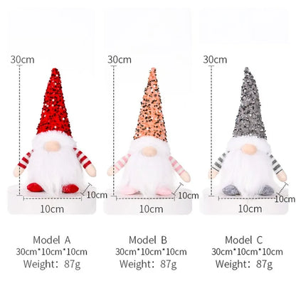 Kerst pop met glittermuts en zachte pluche knuffel met verlichting