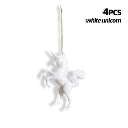 Kerst ornament voor in Kerstboom met eenhoorn hanger set – 4 stuks