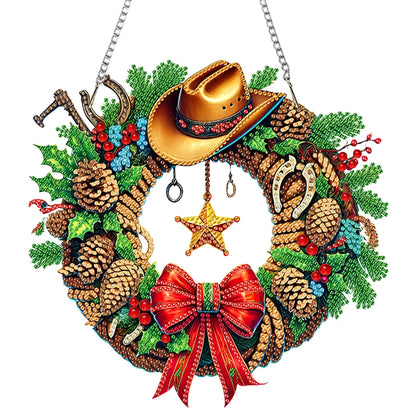 Diamond Painting Kerstkrans raam- en wandhanger met strass steentjes