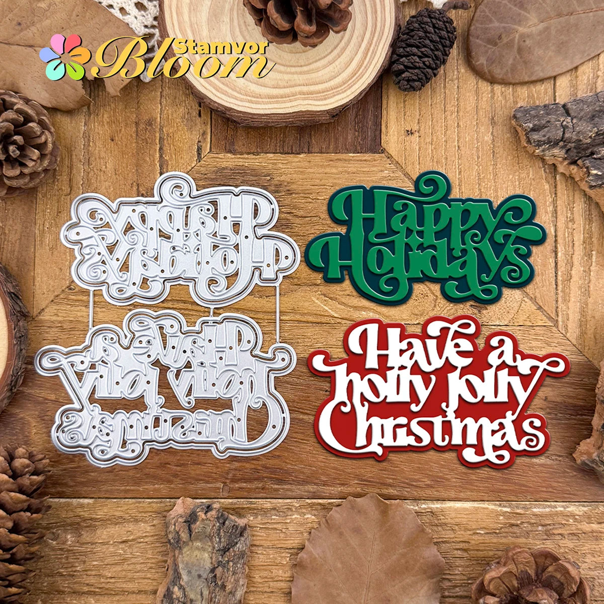 Snijmal kerst winter lagen titel – metalen snijvorm voor kaarten en scrapbooking
