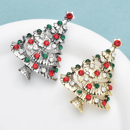 Kerst Broche Vintage Kerstboom in Twee Kleuren voor Feestelijke Sfeer