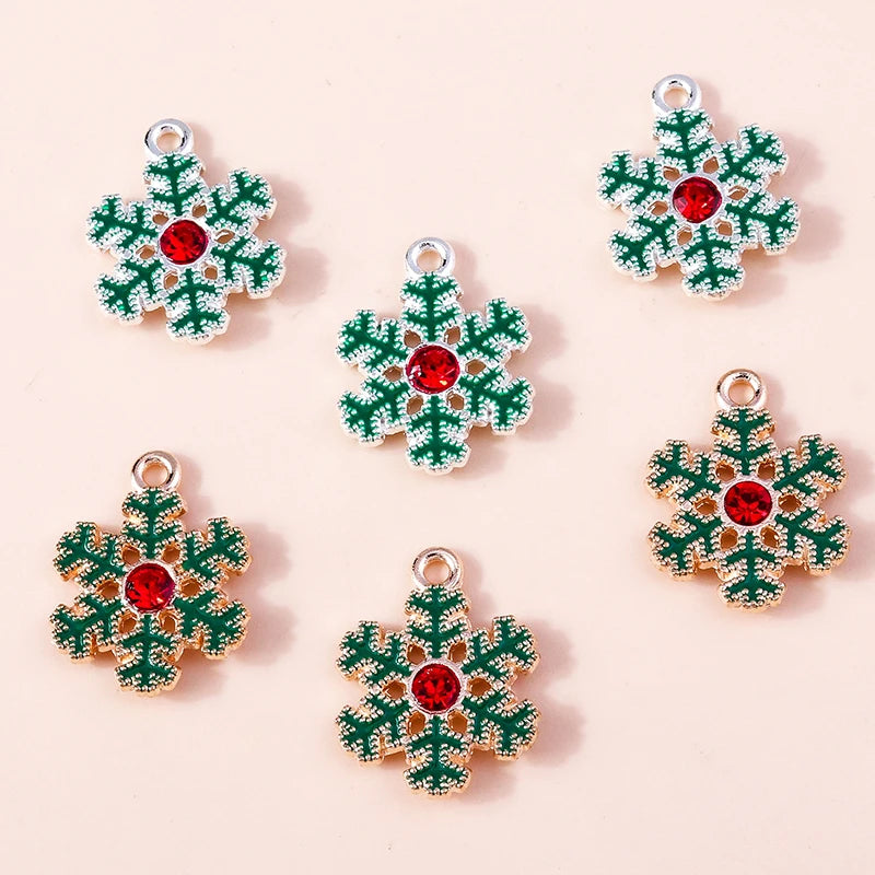 Kersthanger voor ketting of armband sneeuwvlok bedels emaille 20 stuks