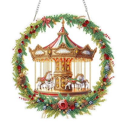 Diamond Painting Kerstkrans hanger raamdecoratie acryl met strass steentjes
