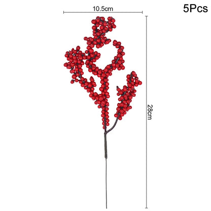 Kerst ornament voor Kerstboom rode bes dennentak bloem decoratie set