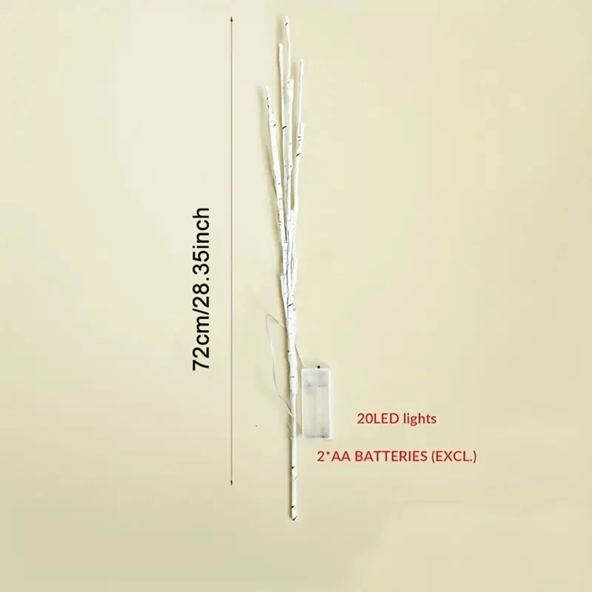 Kerst lamp witte berken tak met LED verlichting voor feestelijke decoratie