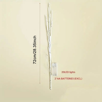 Kerst lamp witte berken tak met LED verlichting voor feestelijke decoratie