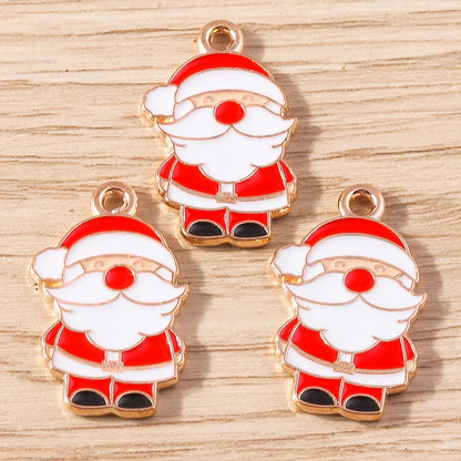 Kerst hanger/bedel voor ketting of armband – Vrolijke kerstman emaille charms set - 10 stuks