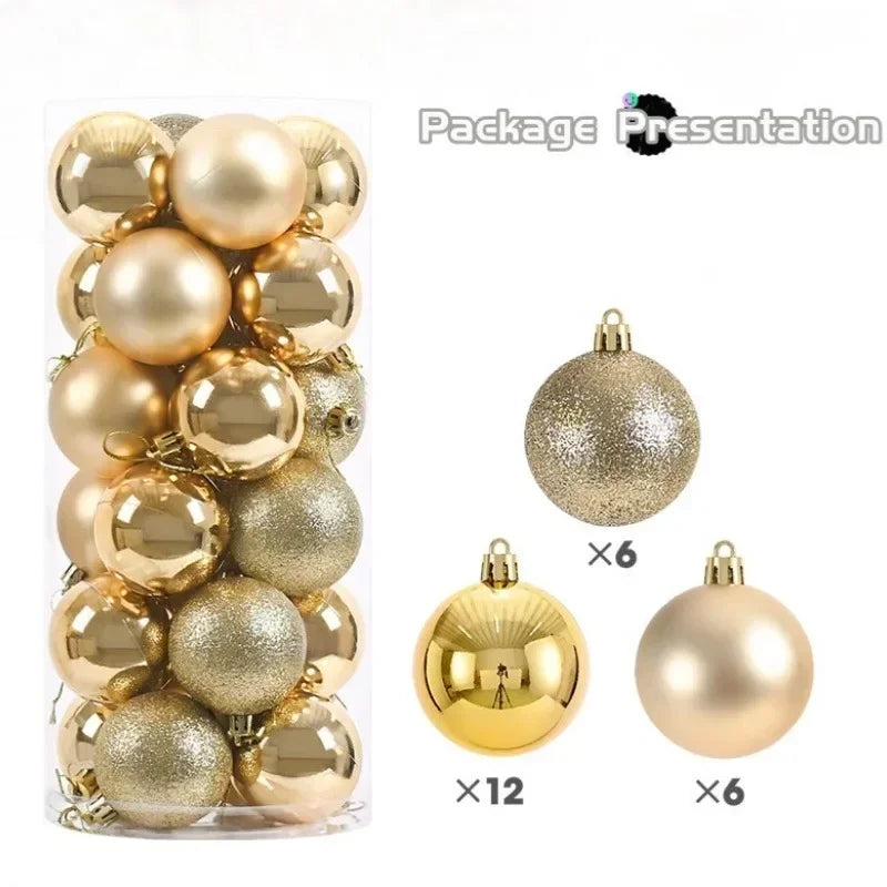 Kerstballen set 24 stuks – stevige kunststof ballen in effen kleuren
