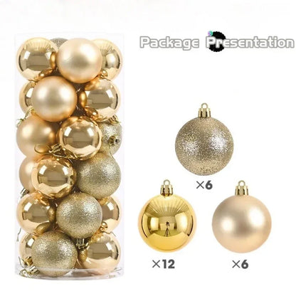 Kerstballen set 24 stuks – stevige kunststof ballen in effen kleuren