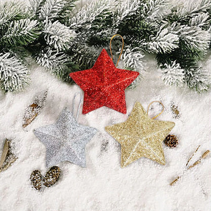 Kerst ornament voor Kerstboom – Glinsterende Ster Hanger 5cm (6/24 stuks)