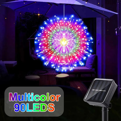 Solar Kerstverlichting Hangende Vuurwerklamp 480LED Waterdicht met 8 Lichtstanden