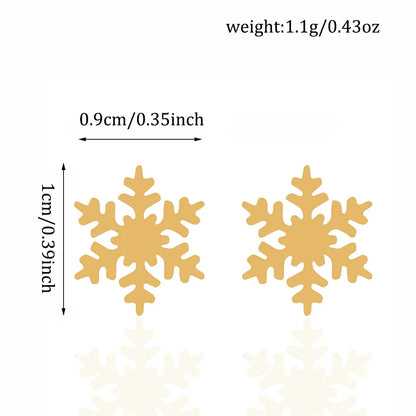Kerst oorbellen sneeuwvlok van roestvrij staal – elegant in goud, zilver of zwart