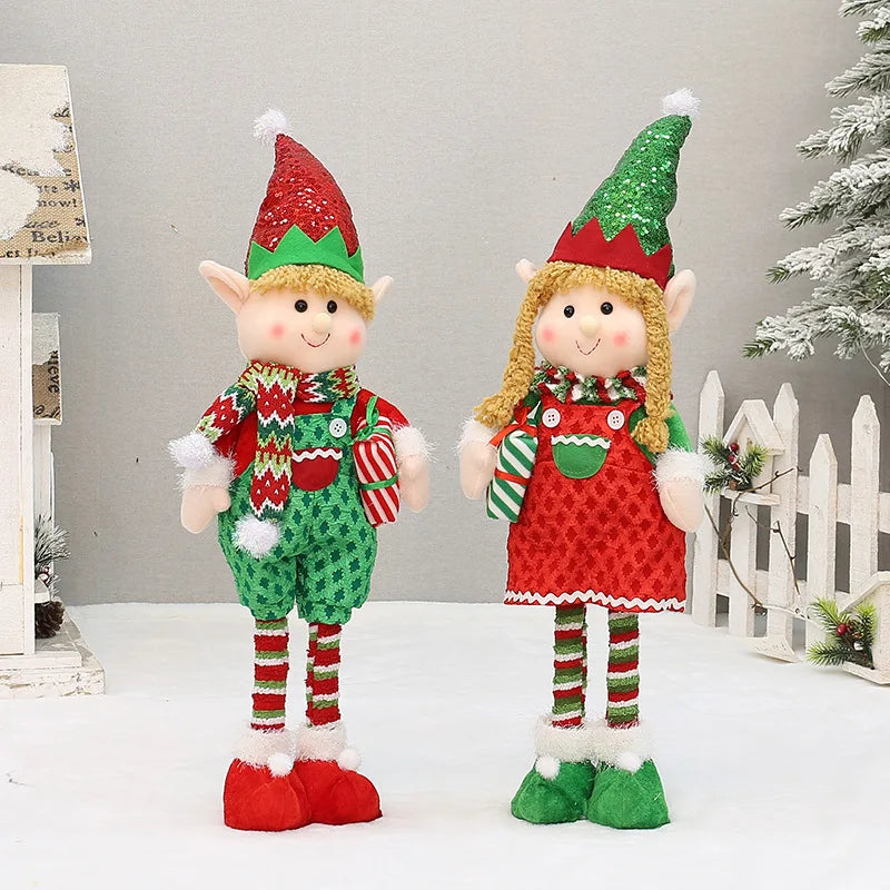 Kerst pop liggende telescoop elf met slee – feestelijke decoratie voor thuis
