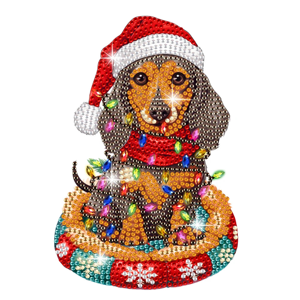 Diamond Painting Tafelornament Schuddend Hoofd Kat en hond Kerst