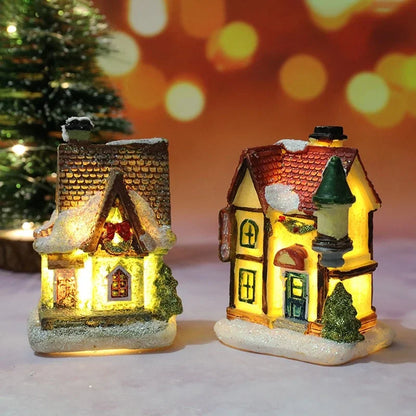 Verlicht Kerst figuur sfeervol huis met warm wit licht voor feestelijke decoratie
