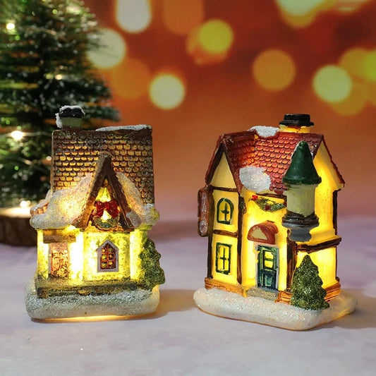 Verlicht Kerst figuur sfeervol huis met warm wit licht voor feestelijke decoratie