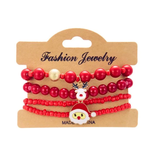 Kerst armband met kerstman sneeuwpop ster en kerstboom hanger