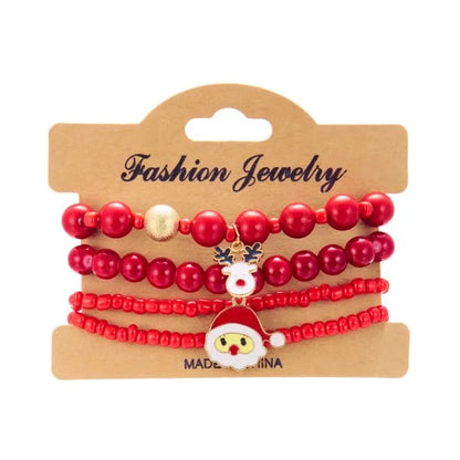 Kerst armband met kerstman sneeuwpop ster en kerstboom hanger
