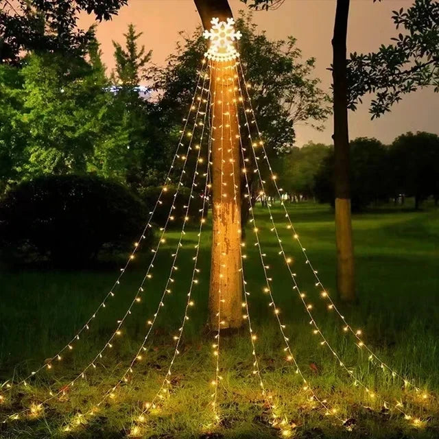 Led Kerstboom Waterval Verlichting met 350 Gekleurde Stervormige LED’s voor Buiten