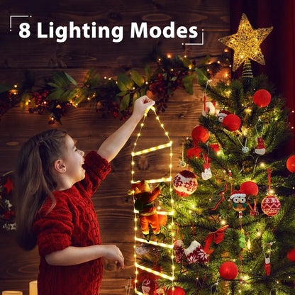 Kerst LED Klimmende Kerstman op Ladder met Verlichting voor Binnen Decoratie