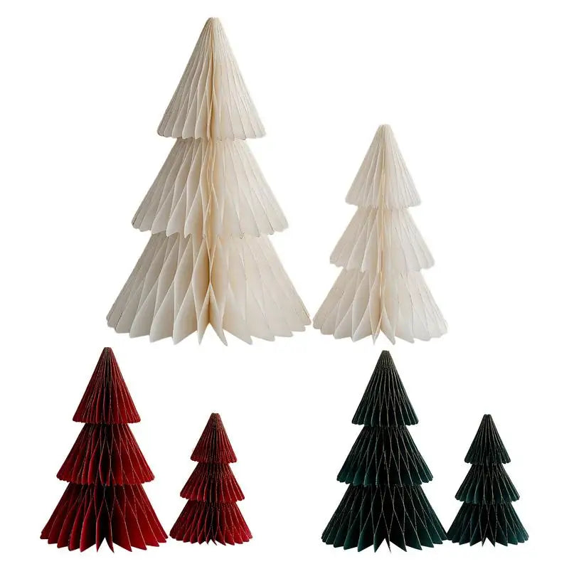 Opvouwbare Kerstboom - Set van 2 Papieren Mini Bomen - Origami Decoratie