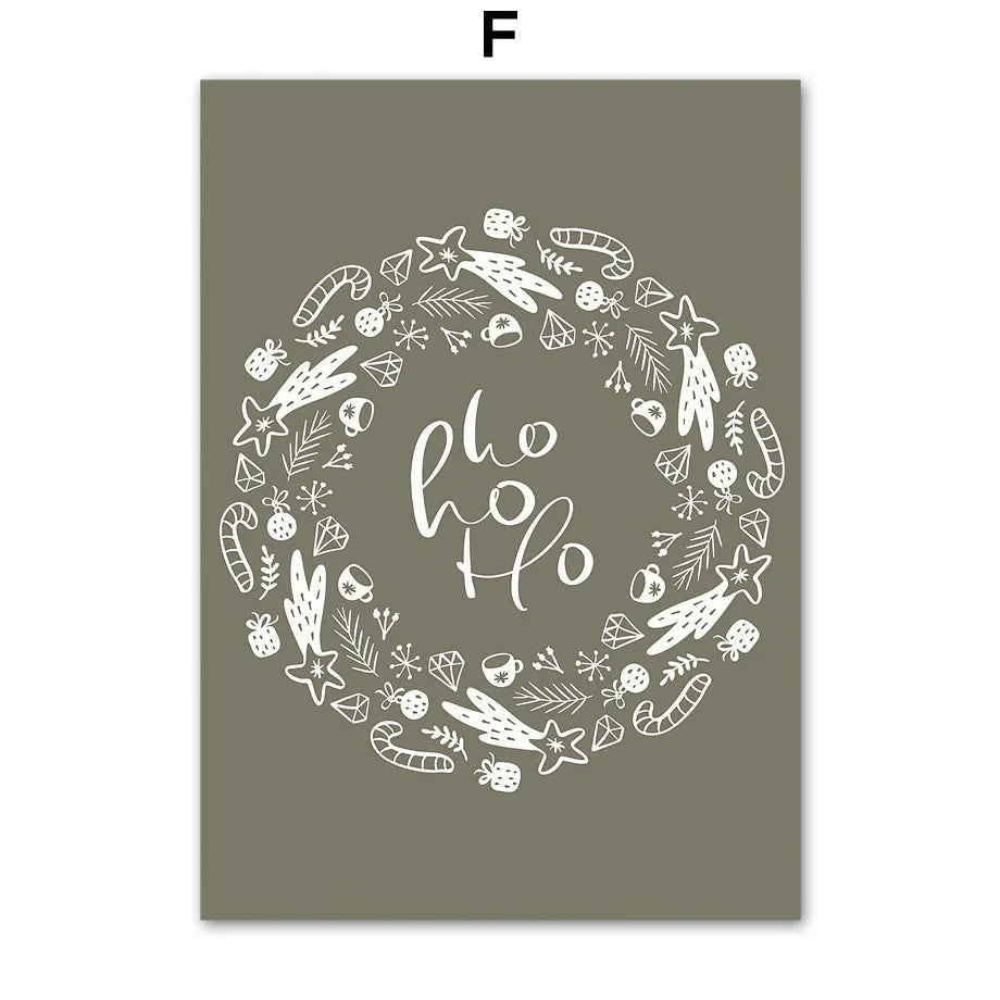 Kerst schilderij (canvas) panda met kerstboom en sneeuwvlokken – moderne wanddecoratie