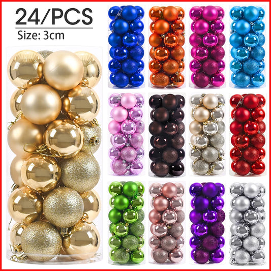 Kerstballen set 24 stuks – 3cm kerstboom versiering in diverse kleuren