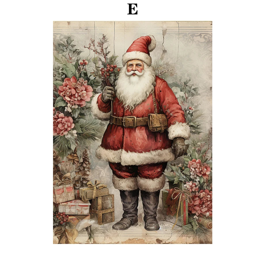 Kerst schilderij Santa Claus bij kerstboom – klassieke winter decoratie op canvas