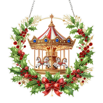 Diamond Painting Kerstkrans hanger raamdecoratie acryl met strass steentjes