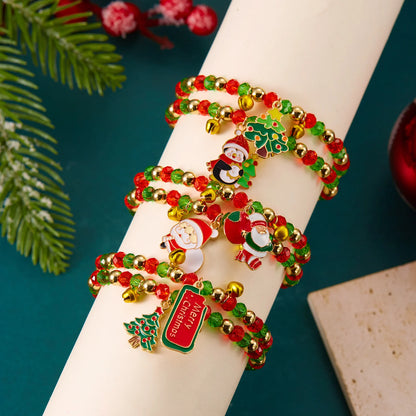 Kerst armband met rendier, sneeuwvlok en kralen bedels voor dames en meisjes