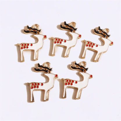 Kerst hanger/bedel voor ketting of armband – Emaille rendier kerstcollectie - 20 stuks