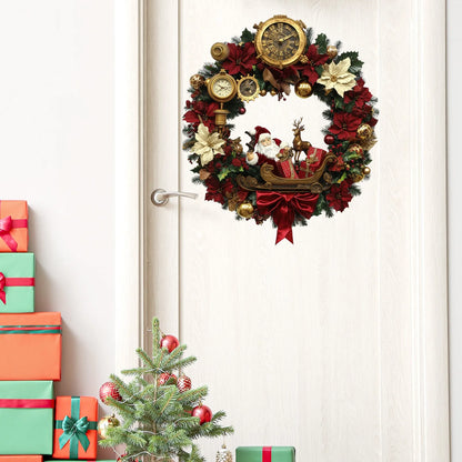 Kerst krans deursticker met Kerstman en vrolijke Kerstversiering