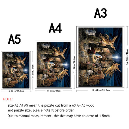 Houten figuren puzzel - Kerststal met unieke vormen