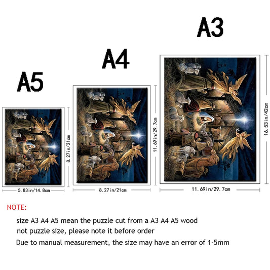 Houten figuren puzzel - Kerststal met unieke vormen