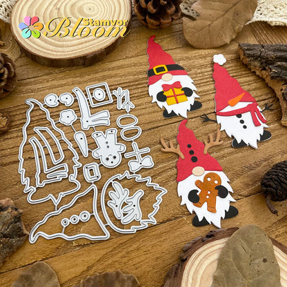 Snijmal Kerst Gnomes Metaal voor Scrapbooking - opbouw snijmal