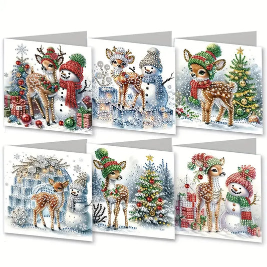 Diamond Painting Kerstkaarten Set – 6 Stuks