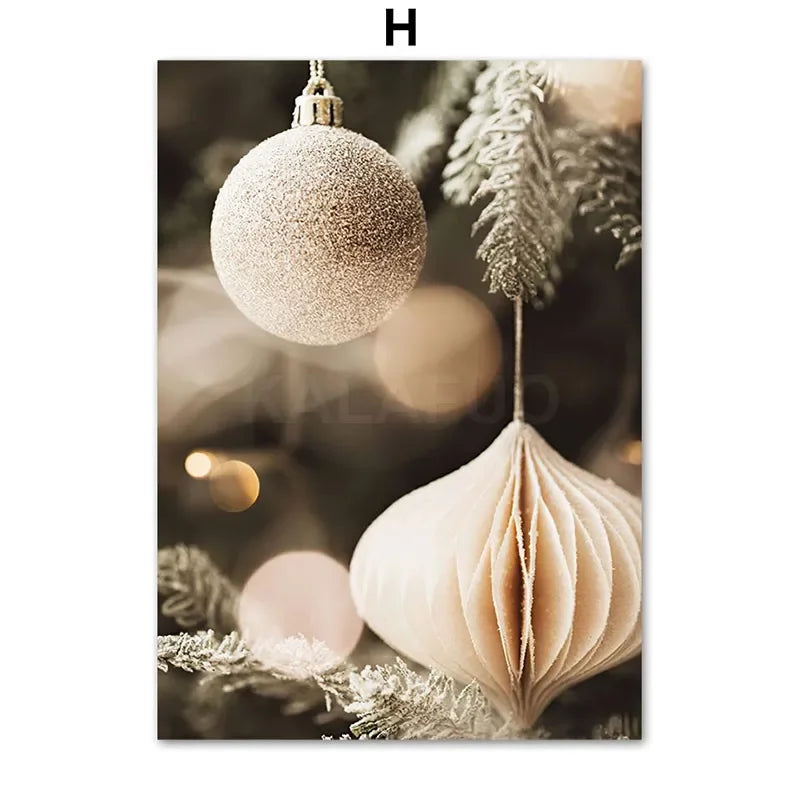 Kerst schilderij rode amaryllis met kerstboom en notenkraker – sfeervolle wanddecoratie