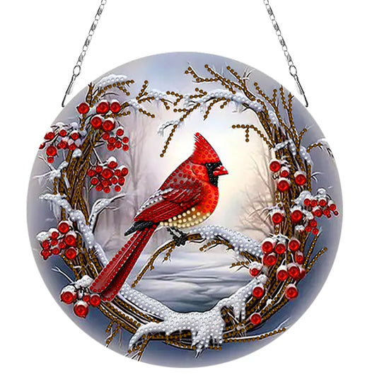 Diamond Painting Kerstkrans Acryl Raamhanger met Strass Steentjes - KJ0483