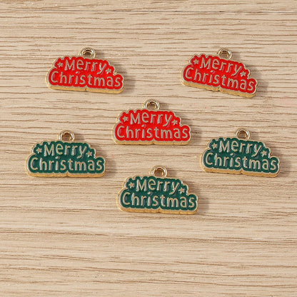 Kerst hangers emaille Merry Christmas bedels voor sieraden en decoratie - 10 stuks