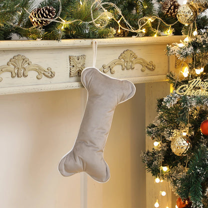 Kerst sok decoratief voor hond in fluweel botvorm luxe cadeauzak