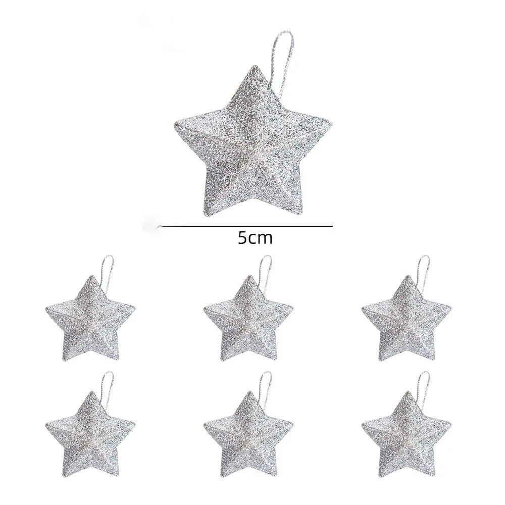 Kerst ornament voor Kerstboom – Glinsterende Ster Hanger 5cm (6/24 stuks)