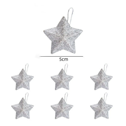 Kerst ornament voor Kerstboom – Glinsterende Ster Hanger 5cm (6/24 stuks)