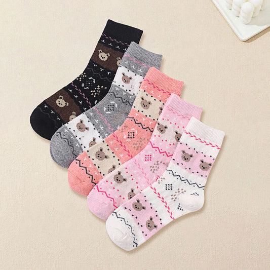 Kerstsokken warme dames sokken met retro winterprint WZ-268