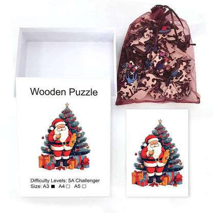 Houten figuren puzzel - Exquise patronen met kerstthema, uniek en persoonlijk