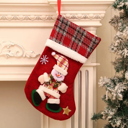 Kerst sok decoratief met rendier, kerstman, ijsbeer en sneeuwvlok – feestelijke cadeauzak