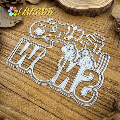 Snijmal Winterse Sneeuwpop met Let It Snow Tekst voor Kaarten en Scrapbooking