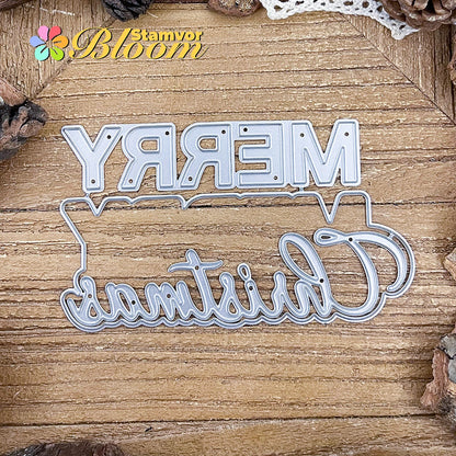 Snijmal Merry Christmas tekst voor kaarten en scrapbooking