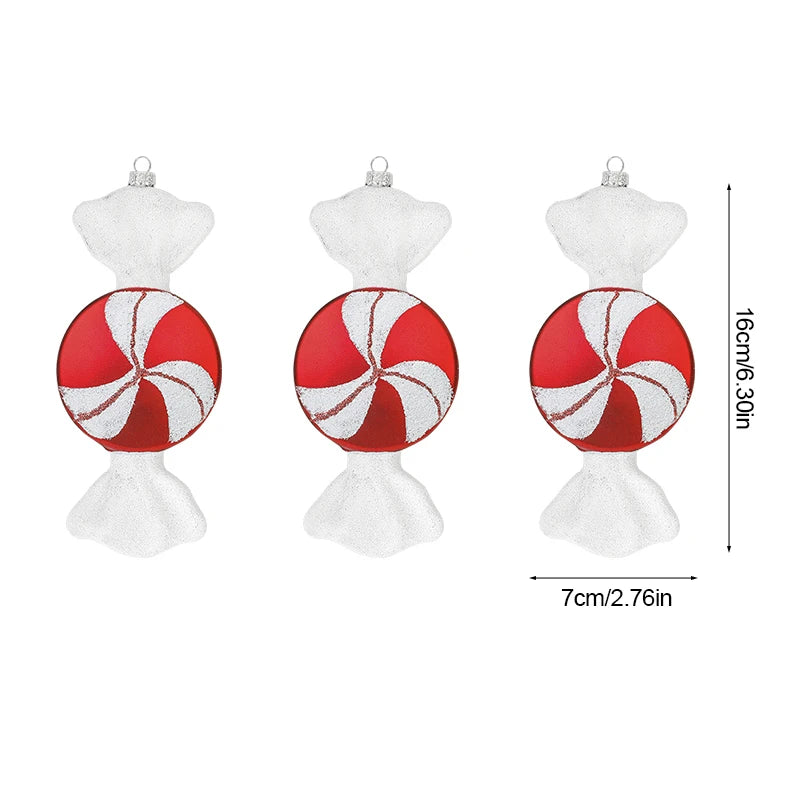 Kerstballen set – Grote Lolly & Rood-Wit Suikerstok Hangers voor Kerstboom